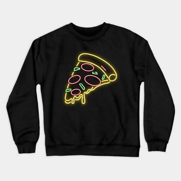 Neon Pizza Crewneck Sweatshirt by Shadowbyte91